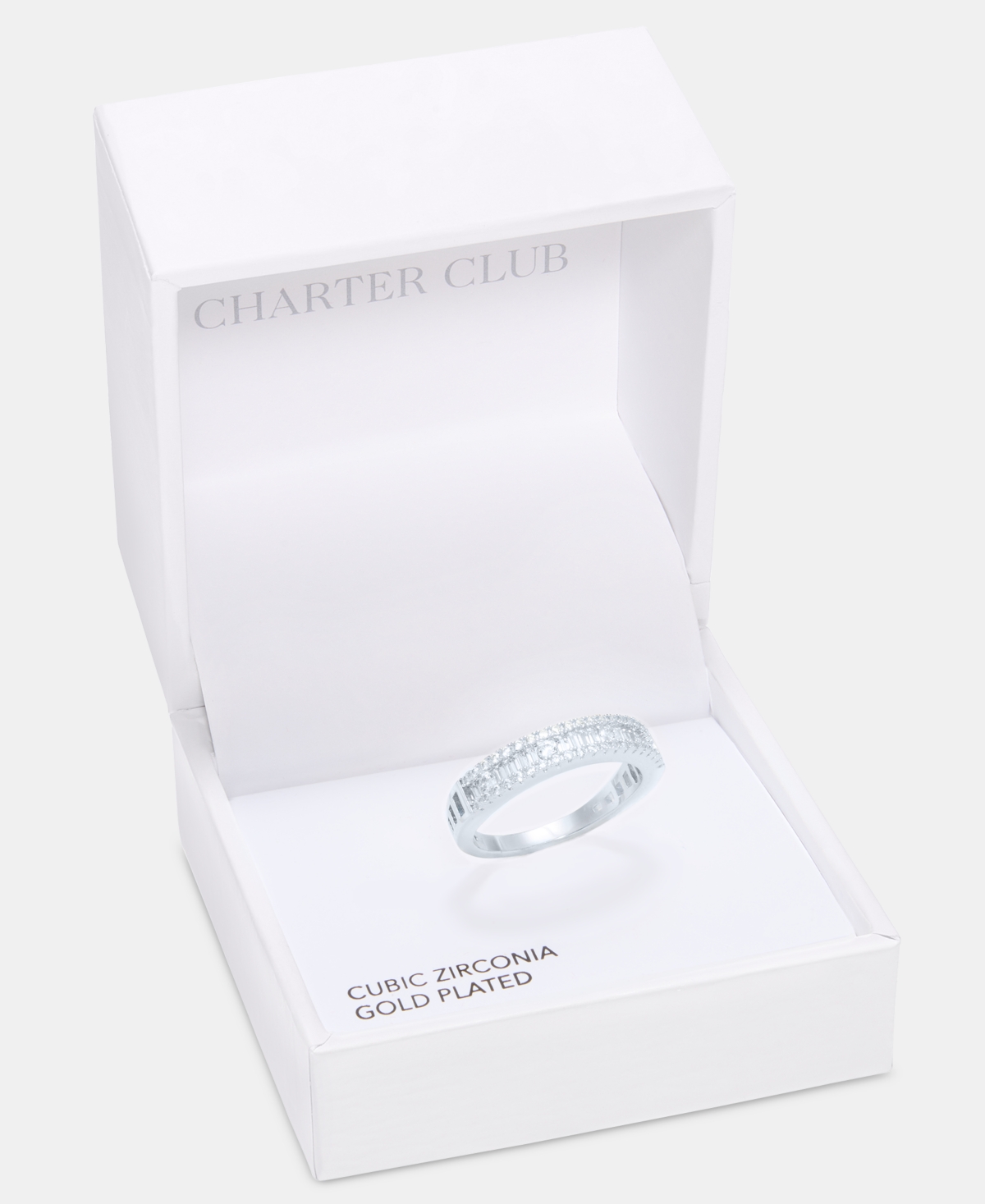 Charter Club Cubic Zirconia Band Ring, Macy's Exclusive In Silver