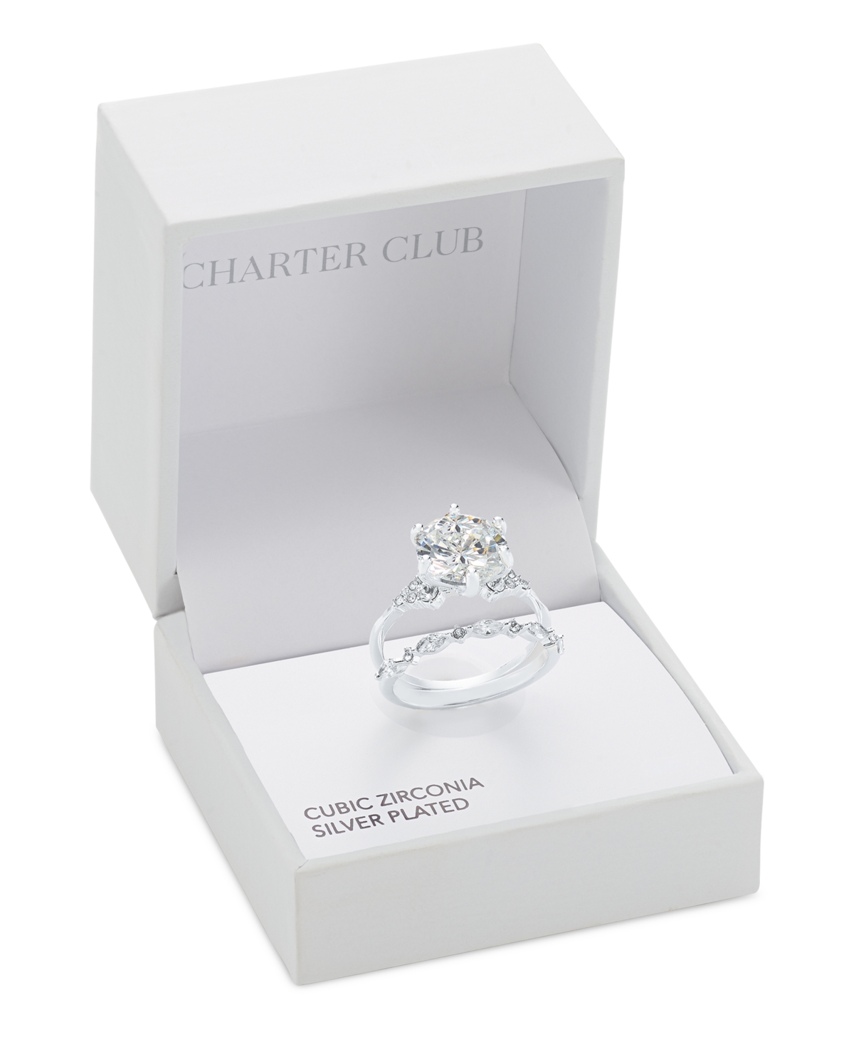 Charter Club 2-pc. Set Cubic Zirconia & Crystal Rings, Macy's Exclusive In Silver