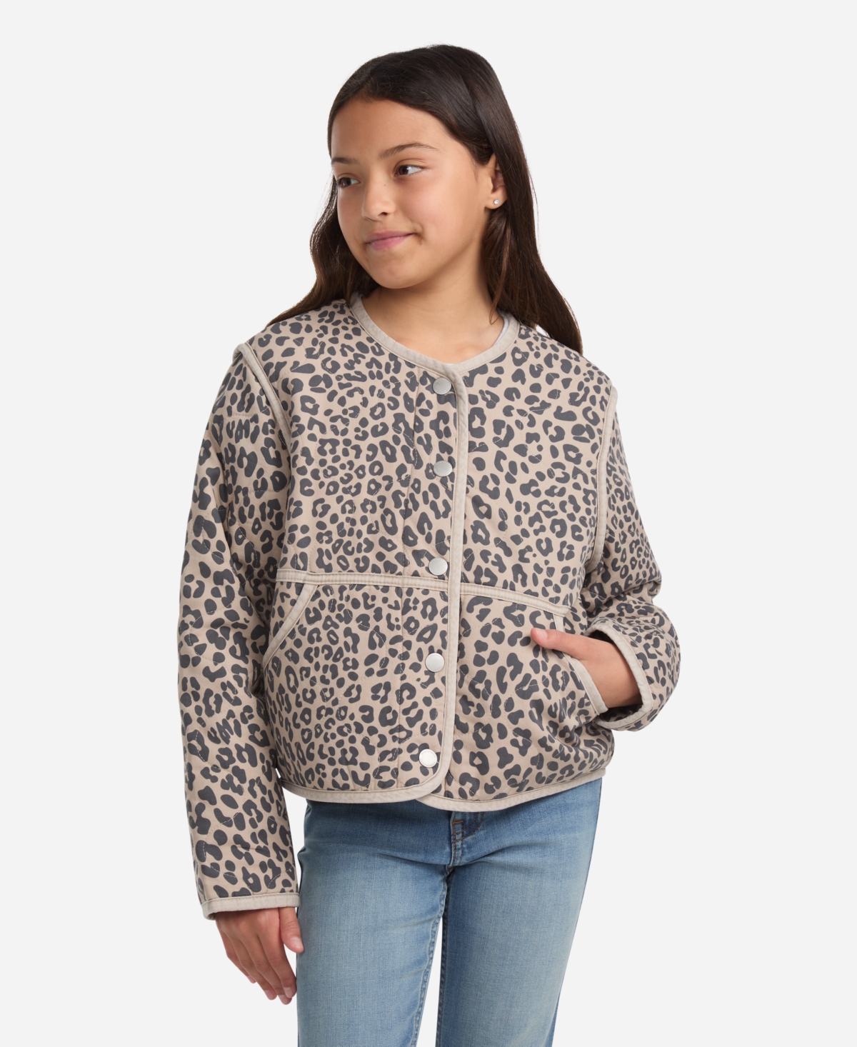 Abercrombie Girls Quilted Liner Jacket In Gray