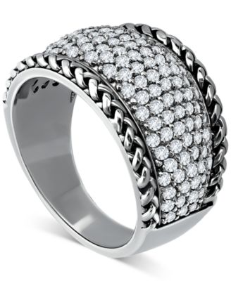Cubic Zirconia Pav&eacute; Statement Ring in Sterling Silver