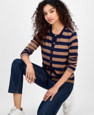 Women’s Striped Faux Knit Cardigan 