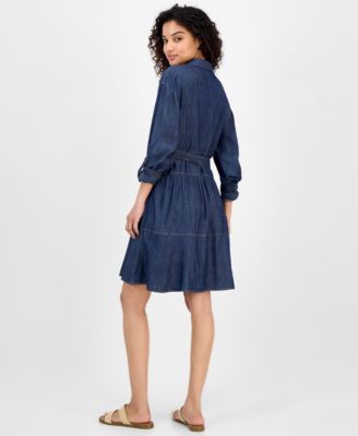 Women's Chambray Tie-Waist Shirtdress