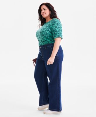 Plus Size High Rise Wide-Leg Jeans, Macy's Exclusive