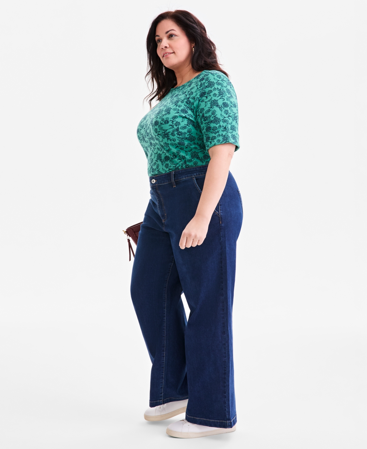 Style & Co Plus Size High Rise Wide-leg Jeans, Macy's Exclusive In Blue