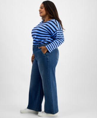 Plus Size High Rise Wide-Leg Jeans, Macy's Exclusive