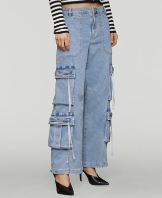 Women's Multi Pocket Wide-Leg Cargo Jeans