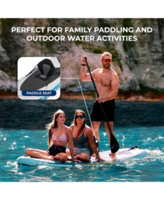 Free-Flow Stand-Up Paddle-Board - Woven Drop-Stitch and Double Layer Side Inflatable SUP with Double-Action Hand Pump, 3-Shaft Aluminum Paddle, Leash, Seat, Fin, Repair Kit and Backpack (Black)