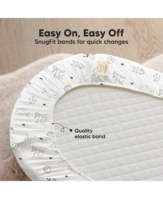 2pk Soothe Waterproof Bassinet Sheets for Girls, Boys, 33x17 Universal Baby Bassinet Mattress Protector Cover