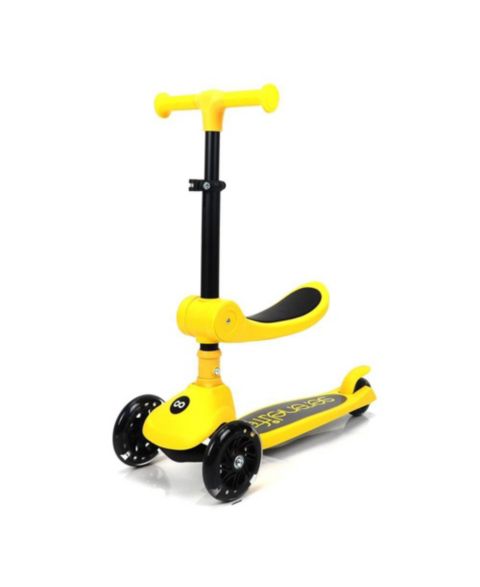 Детская игрушка SereneLife 3-Wheel Foldable Kids Scooter with Built-in LED Wheel Lights and Foldable Seat, 110 lb Weight Capacity, Ages 2+, цвет: Жёлтый