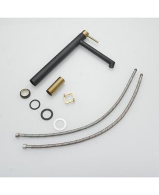 Single Hole Single Handle Bathroom Vessel Sink Faucet With Supply Hose in Black Gold
