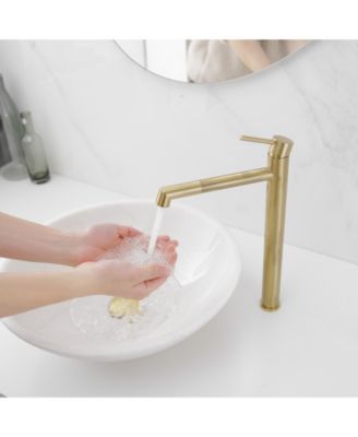 Single Hole Single Handle Bathroom Vessel Sink Faucet With Supply Hose in Black Gold