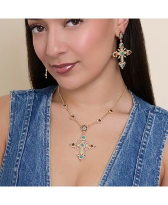 Boho Luxe Cross Drop Earrings