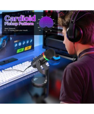 USB Microphone for iPhone,Noise Cancellation Condenser mic with Touch Mute,Gain,Echo,Monitoring,RGB for iPad,PC,Podcast,Streaming,Twitch