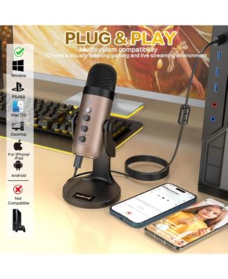 USB Microphone k66g Gold and Furry Microphone Cover Bundle