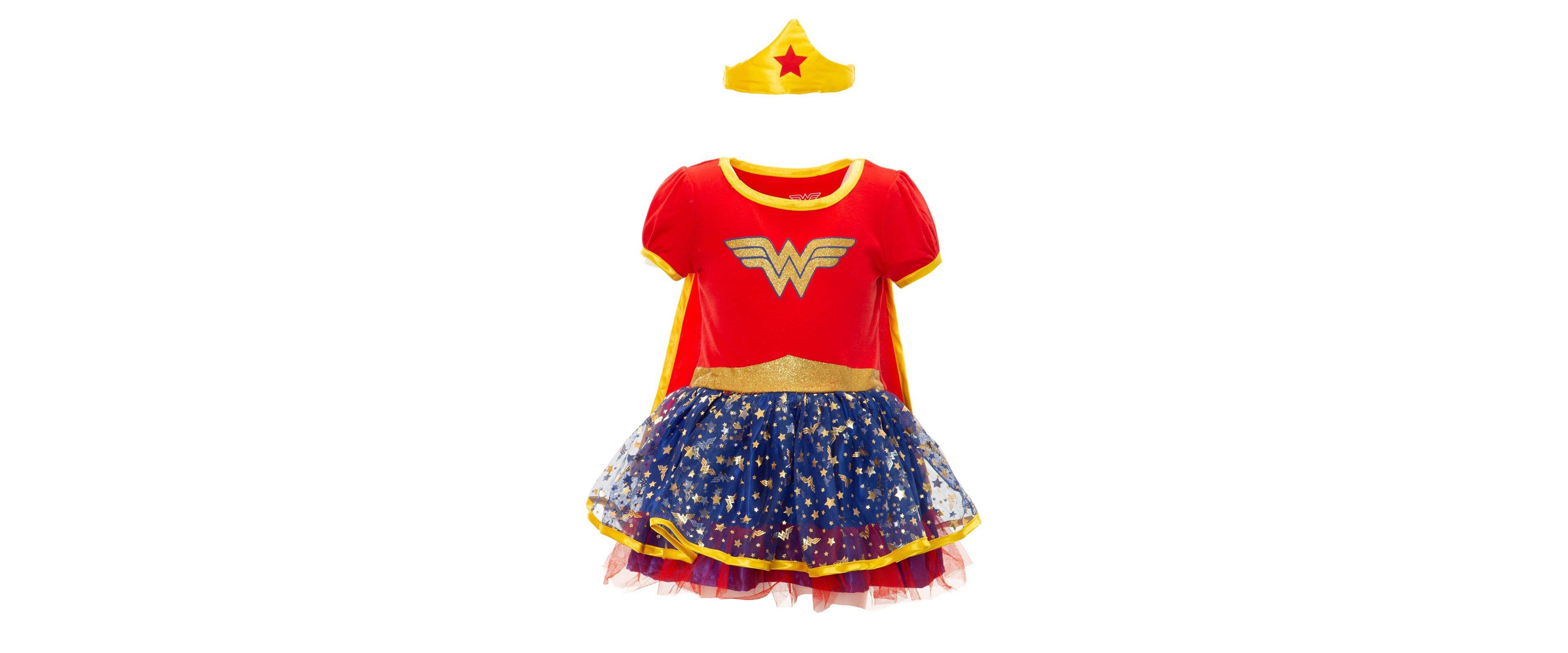 Justice League Wonder Woman Girls Cosplay Tulle Costume Dress Cape and Headband Infant to Big Kid