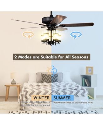 Classic 50 Inch Ceiling Fan with Light Noiseless Reversible Motor Ceiling Fan Lamp