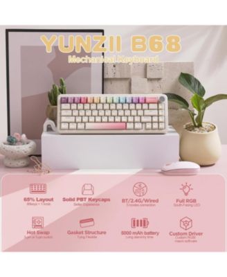 B68 Wireless Mechanical Keyboard,Tri-Mode BT5.0/2.4GHz/USB-C,Cute PBT Keycaps,Hot Swappable Creamy Typing Gasket (Cocoa Cream V2 Switch)