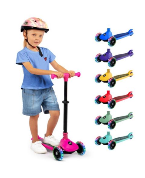 Детская игрушка SereneLife 3-Wheel Foldable Kids Scooter with LED Wheel Lights, Ages 2+, цвет: Розовый