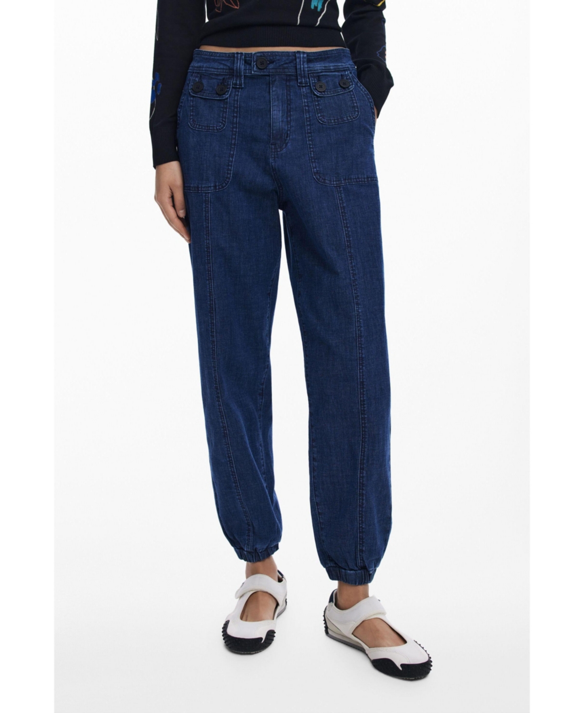 Desigual Denim Joggers In Blue
