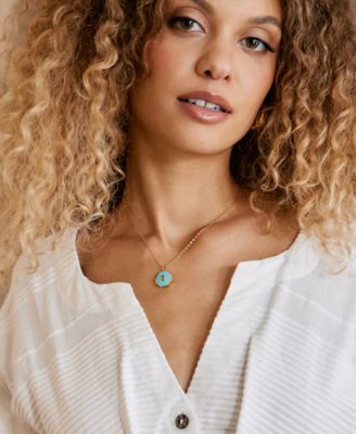 Gold Plated Cali Enamel Short Pendant Locket Necklace