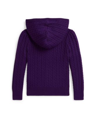 Girls 2T-6X Mini-Cable Cotton Full-Zip Hoodie