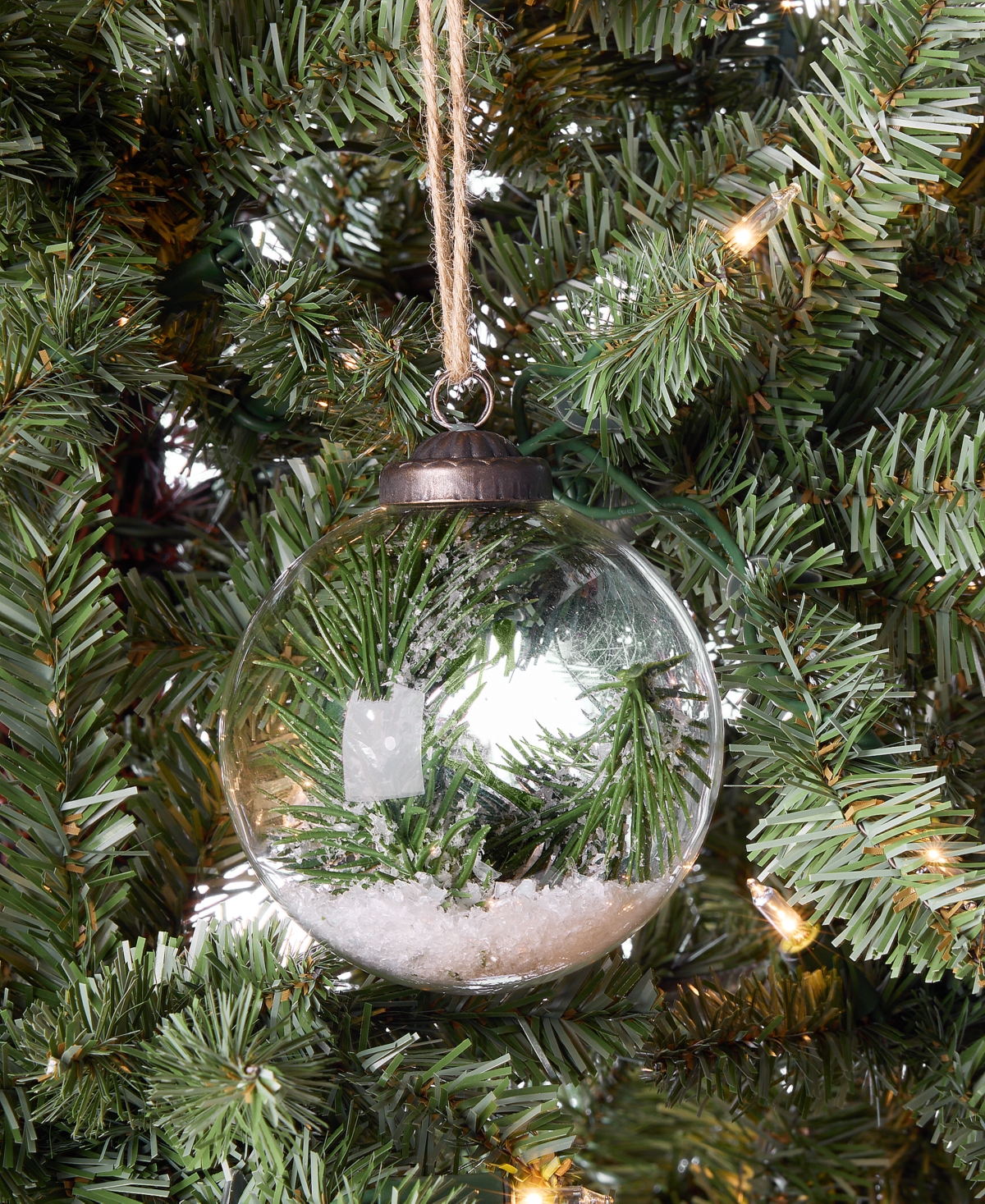 Holiday Lane Nordic Wonderland Glass Ball With Pine Ornament, Macy's Exclusive In Transparent