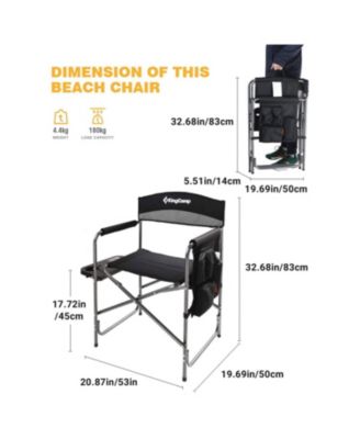 Compact Camping Folding Chair with Side Table and Storage Pocket, Grey