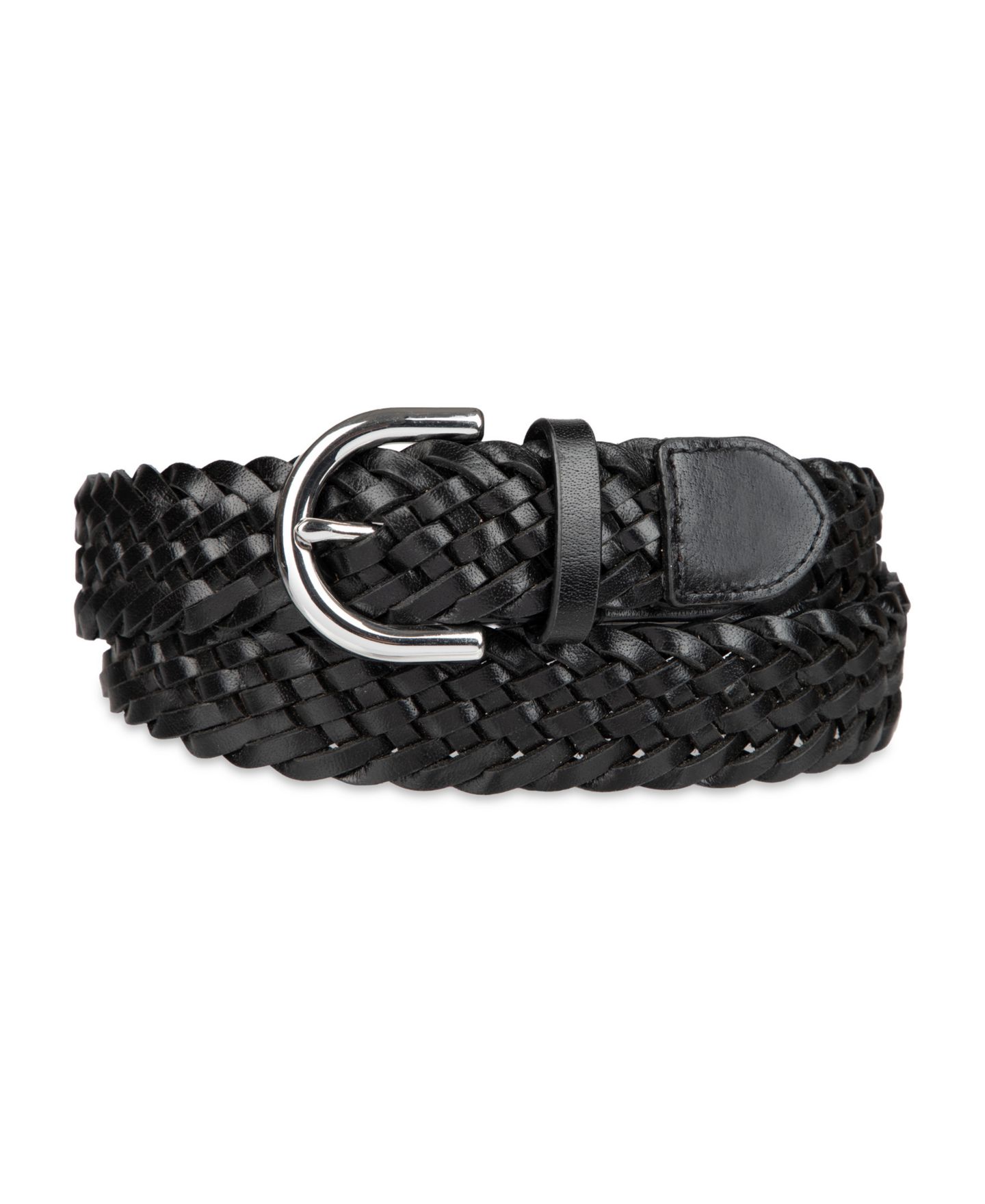 Женский ремень Cole Haan Fully Adjustable Braided Leather, цвет: Чёрный — фото 3