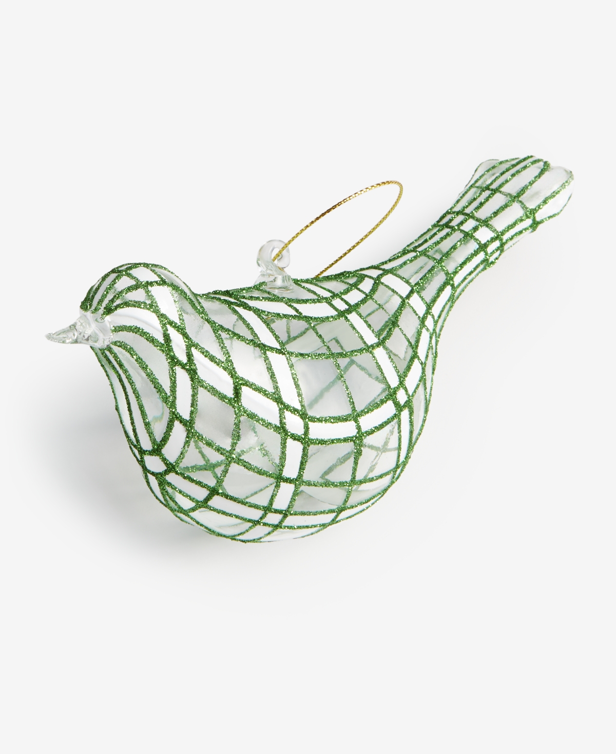 Holiday Lane Enchanted Emerald Glittered Glass Bird Ornament, Macy's Exclusive In Transparent