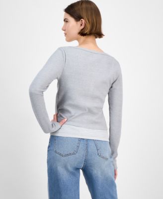 Juniors' Waffle-Knit Tank Top & Cardigan Set