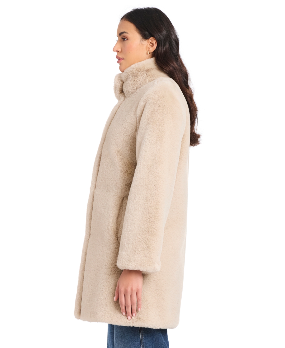 Jones New York Women's Collared Faux-fur Coat In Neutral