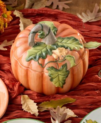 Harvest Fields 3-D Pumpkin Covered Soup Bowls, Set of 2