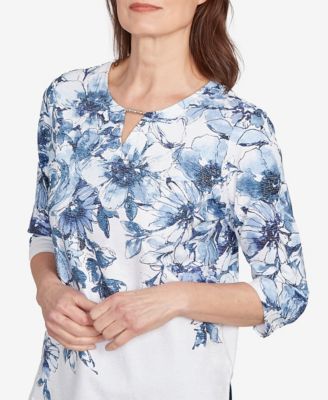 Women's Floral Split Beaded Top