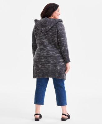 Plus Size Hooded Open-Front Cardigan Sweater, Macy's Exclusive