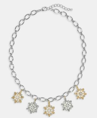 Holiday Lane - Silver-Tone Snowflake Charm Necklace, 17-1/2" + 2" extender