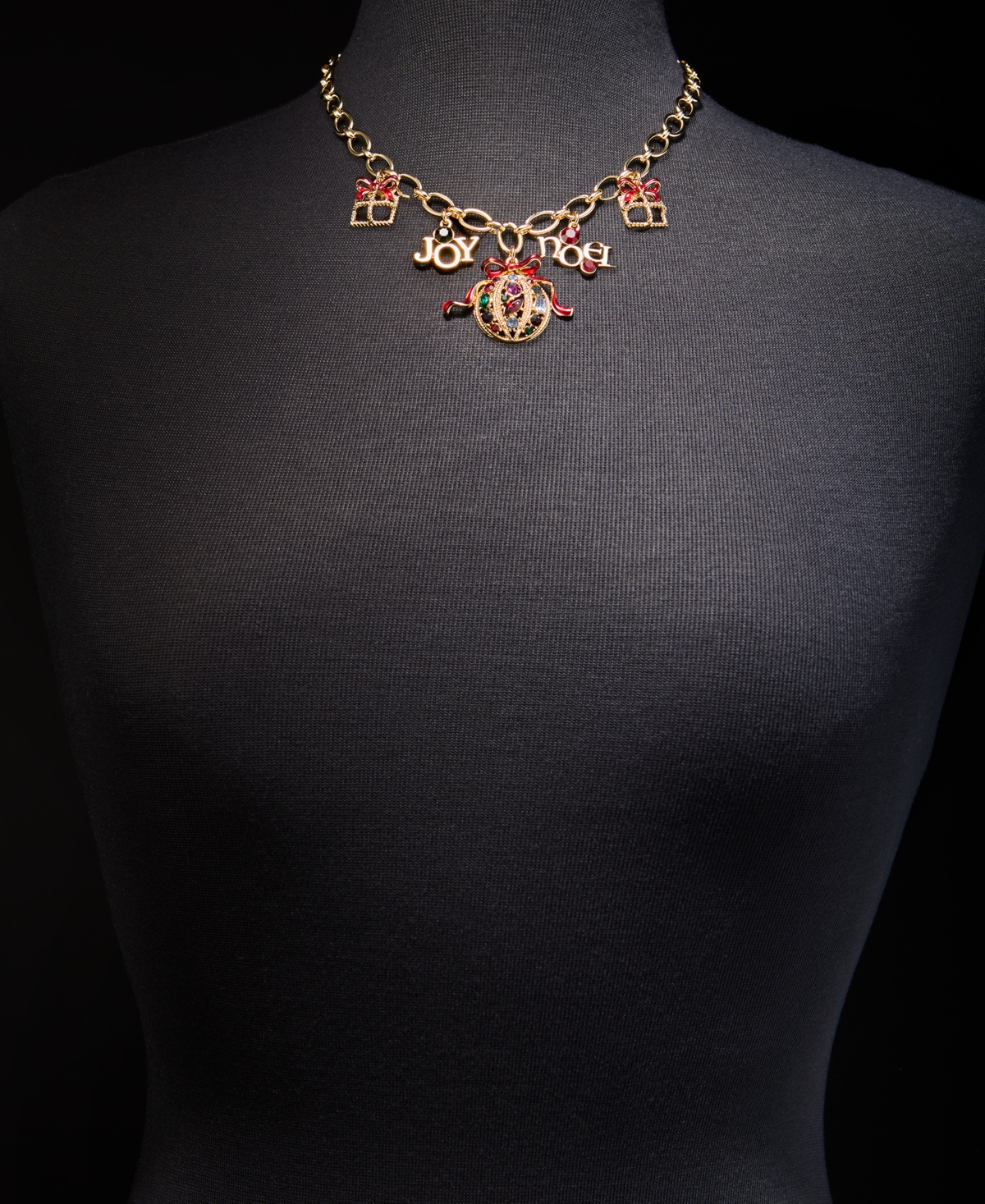 Holiday Lane Gold-Tone Ornament Charm Necklace, 17-1/2" + 2" extender