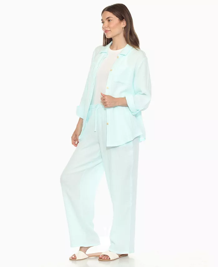 Women's Long Sleeve Button Down Cotton Gauze Set - thumbnail 4