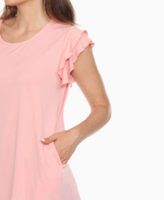Women's Ruffle Sleeve Solid Top
