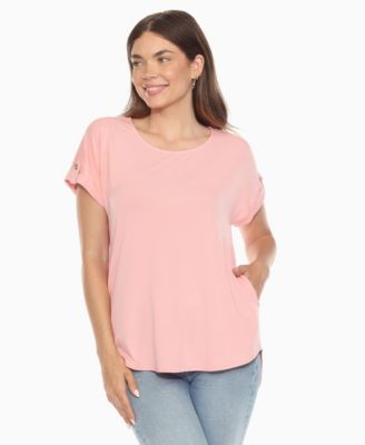 Women's Folded Short Sleeve Solid Top