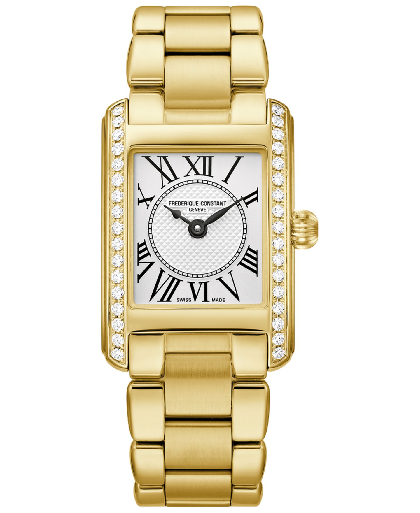 Женские часы Frederique Constant Swiss Carree Diamond (3/8 ct. t.w.) Gold-Tone Stainless Steel Bracelet Watch 23mm — фото 1