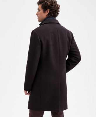 Ted by Men's Classic-Fit Brown Navy Houndstooth Check Overcoat