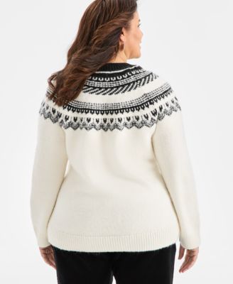 Plus Size Fair Isle Crewneck Pullover Sweater, Macy's Exclusive