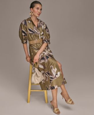 Women's Floral-Print A-Line Shirtdress