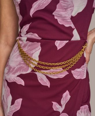 Petite Printed Chain-Belt Dress