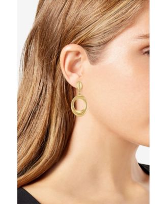 Gold Tone Oval Drop Earrings