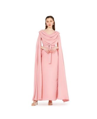 Women's Cowl Neck Flare Sleeved A-line Gown