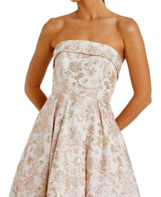 【Mac Duggal】装飾レースストラップレスミディAラインドレス Mac Duggal Women's Strapless Floral Brocade A Line Midi