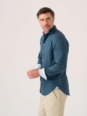 Men's Long Sleeve Cotton Merino Wool Shirt