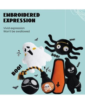 6 PCS Halloween Dog Squeaky Toys for Aggressive chewers, Christmas gift,Stuffing Body Dog Toy Set for Small to Large Dogs