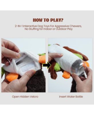 5 PCS Jungle Series Plus Squeaky Stuffless Dog Toys, Belly Pouch to Hold Bottles for Bonus Crinkle, Durable Dog Toys for Aggressive Chewers